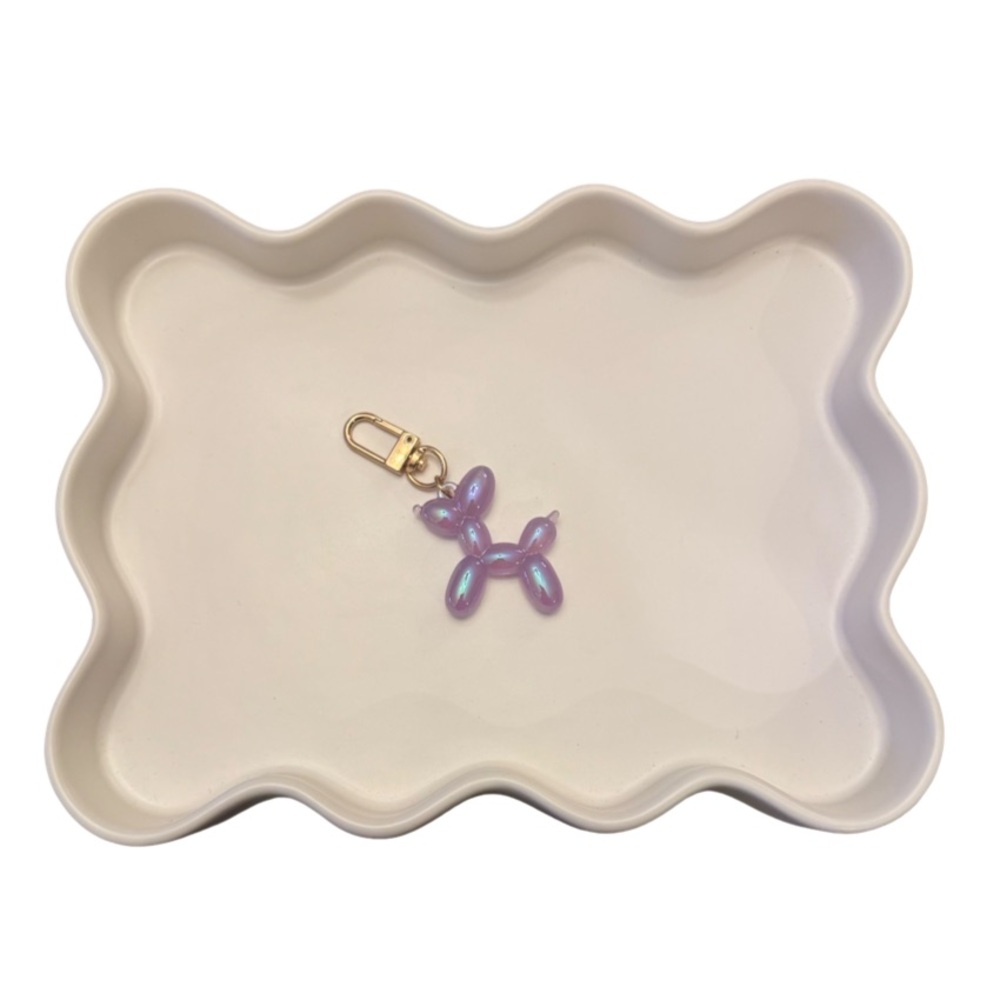 Purple Iridescent Balloon Dog Keychain Charm
